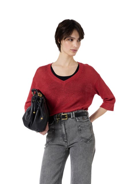 Lylou 3/4 Sleeve V-Neck Knit Top