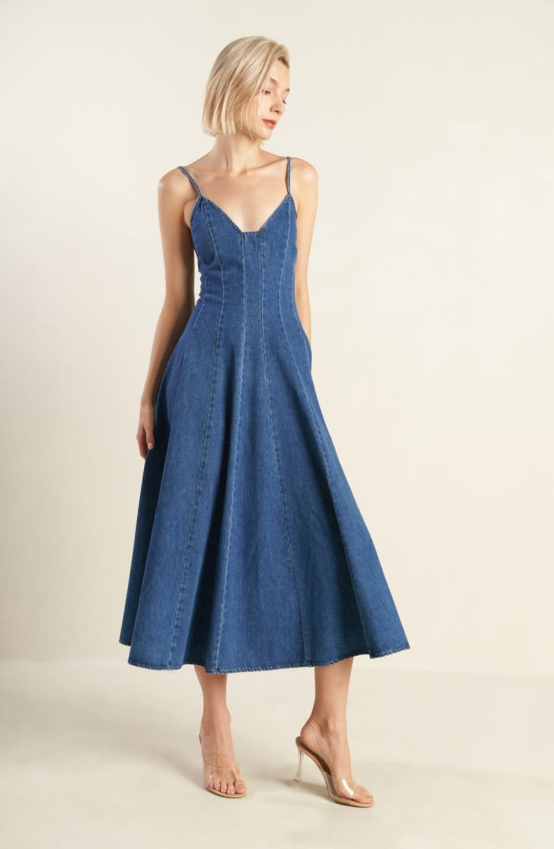 FREEMARKET Sleeveless Denim Midi Dress, Alternate, color, 