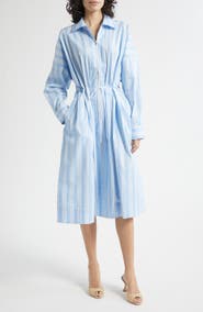 STAUD Chi Stripe Midi Shirtdress