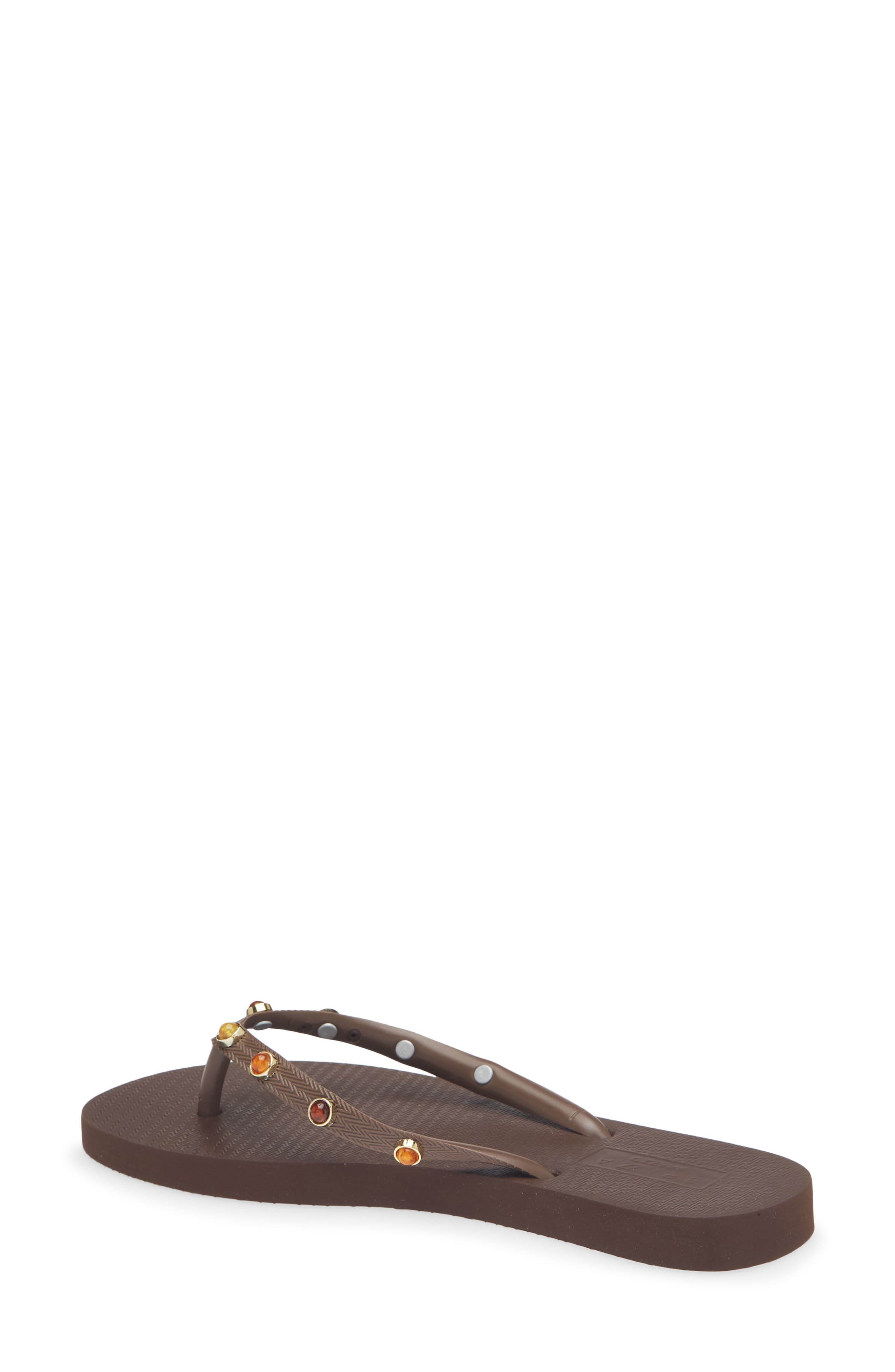 Stone Embellished Flip Flop, Alternate, color, CHOCOLATE