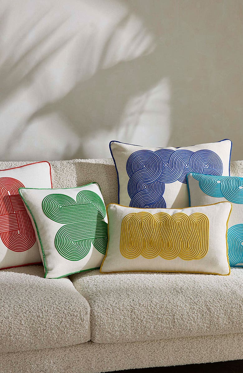 Jonathan Adler Pompidou Pillow, Alternate, color, Green Quatrefoil