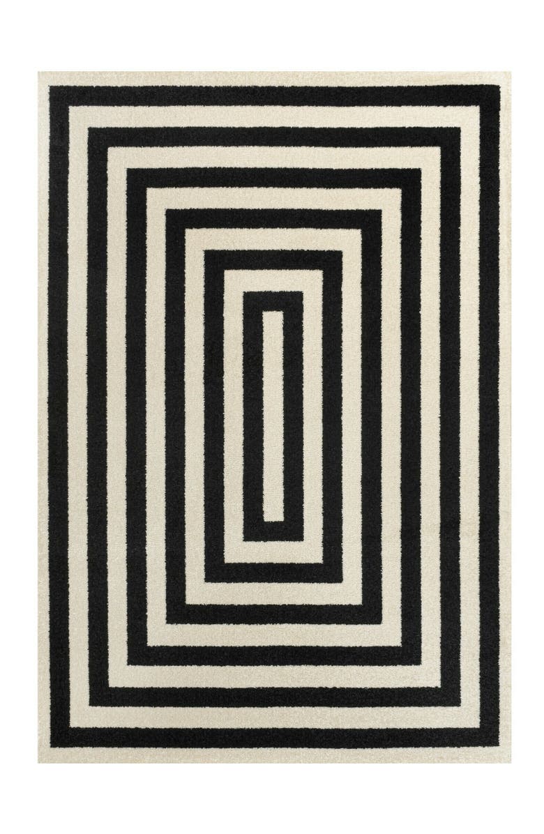 JONATHAN Y Bandol Modern Classic Mitre Stripe Area Rug, Main, color, Black/Ivory