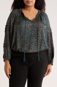 DR2 by Daniel Rainn Tie Front Long Sleeve Satin Top