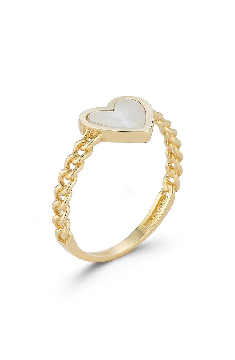 Ember Fine Jewelry Heart Chain Ring, Alternate, color, Gold/ White