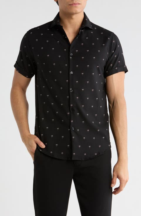 Palm Tree Short Sleeve Button-Up Shirt