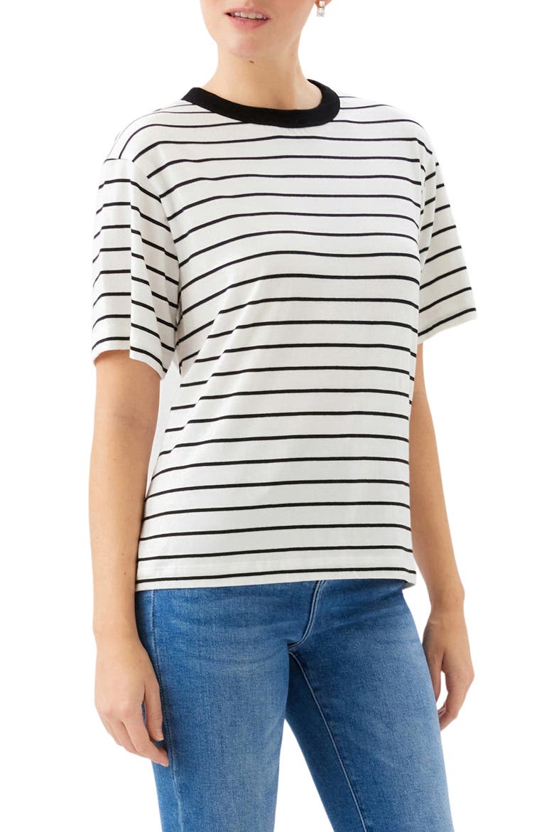 Stripe Cotton Blend T-Shirt, Alternate, color, OFF WHITE/ BLACK