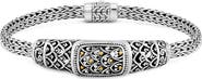 DEVATA Dragon Skin with Dragon Bone Chain Bracelet in Sterling Silver and 18K Gold Accents