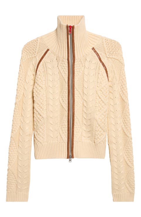 M-Intelle Cotton & Wool Cable Zip Cardigan