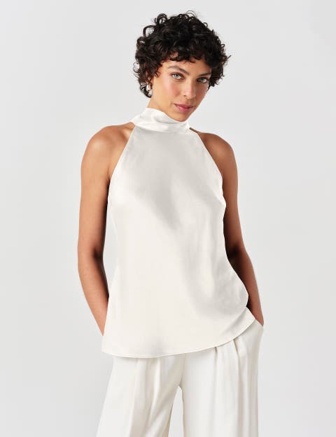 Reese High Neck Satin Top