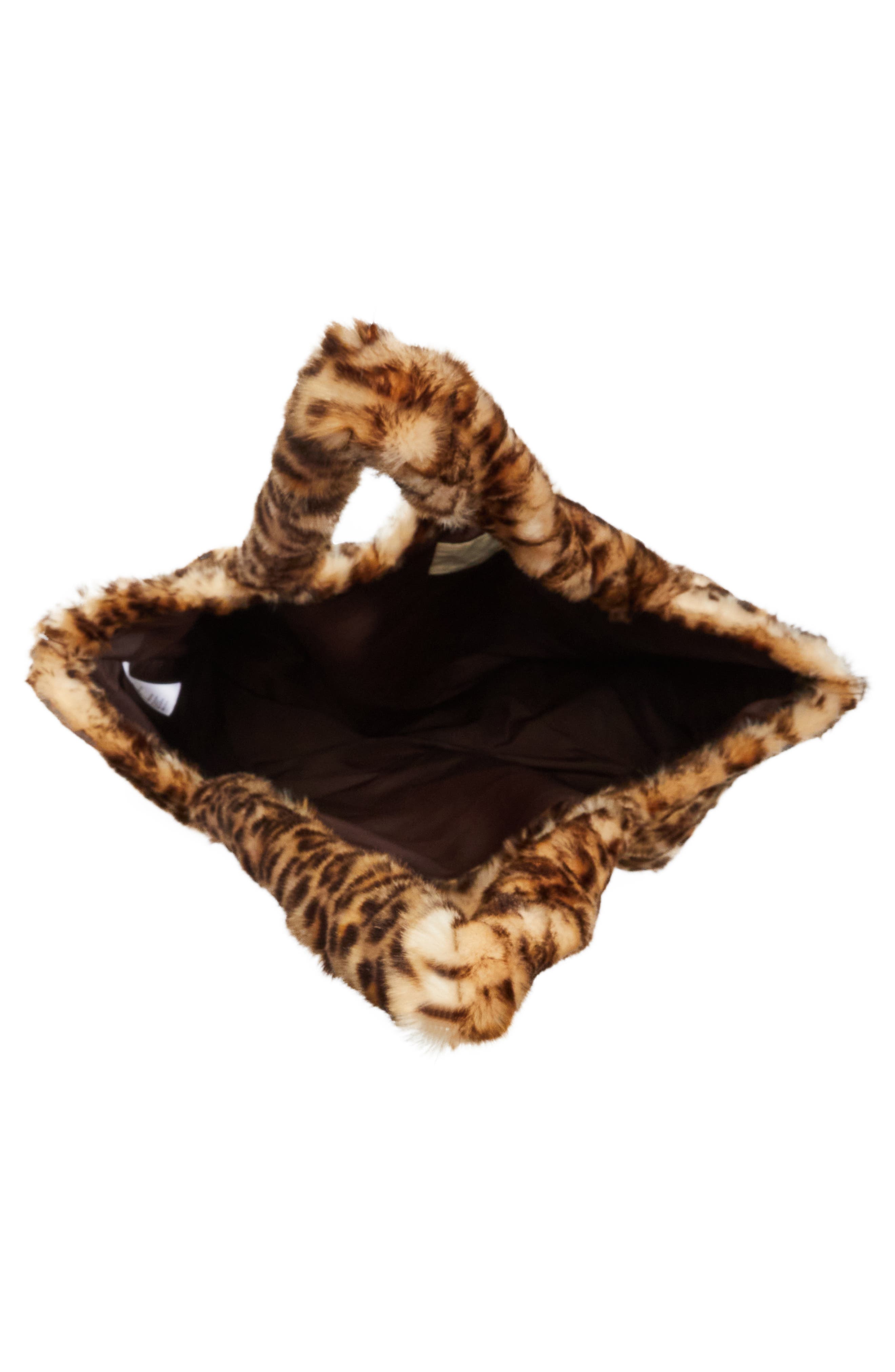 R13 Leopard Print Oversize Faux Fur Tote Bag, Alternate, color, 
