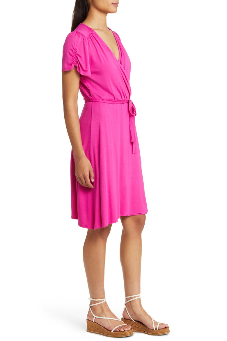 Faux Wrap Dress, Alternate, color, MAGENTA