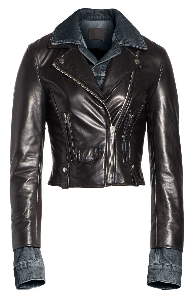 Alexander Wang Denim & Leather Layered Jacket, Alternate, color,