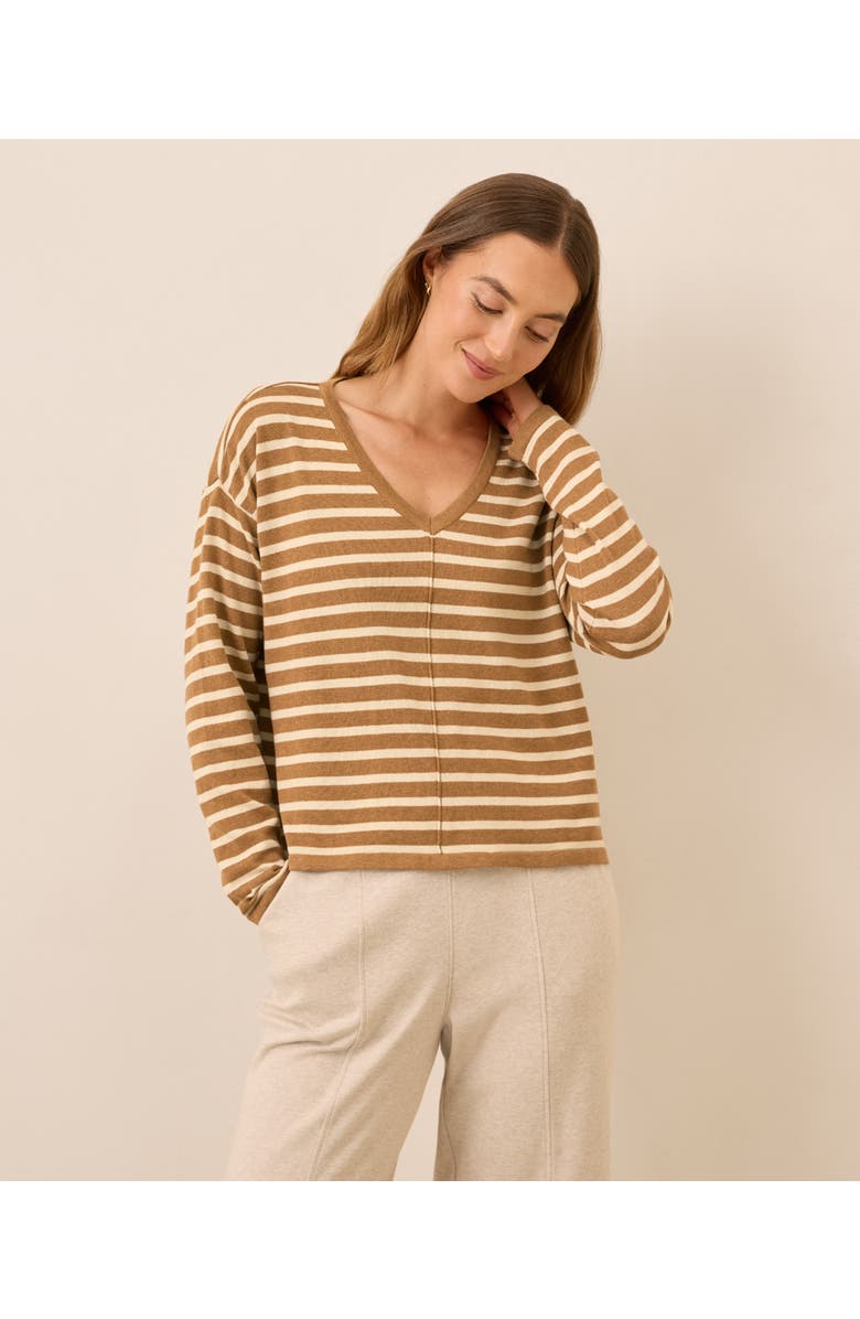 Pact Organic Cotton Classic Fine Knit Relaxed Sweater, Main, color, Del Norte Stripe