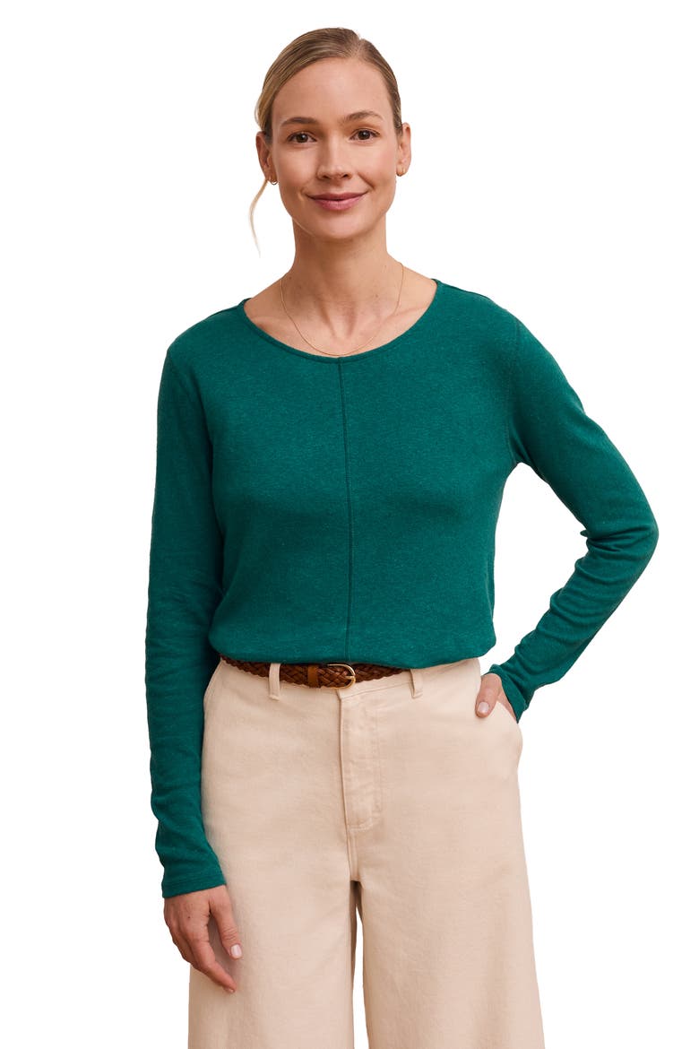 Linen Blend Long Sleeve T-Shirt, Main, color, Teal