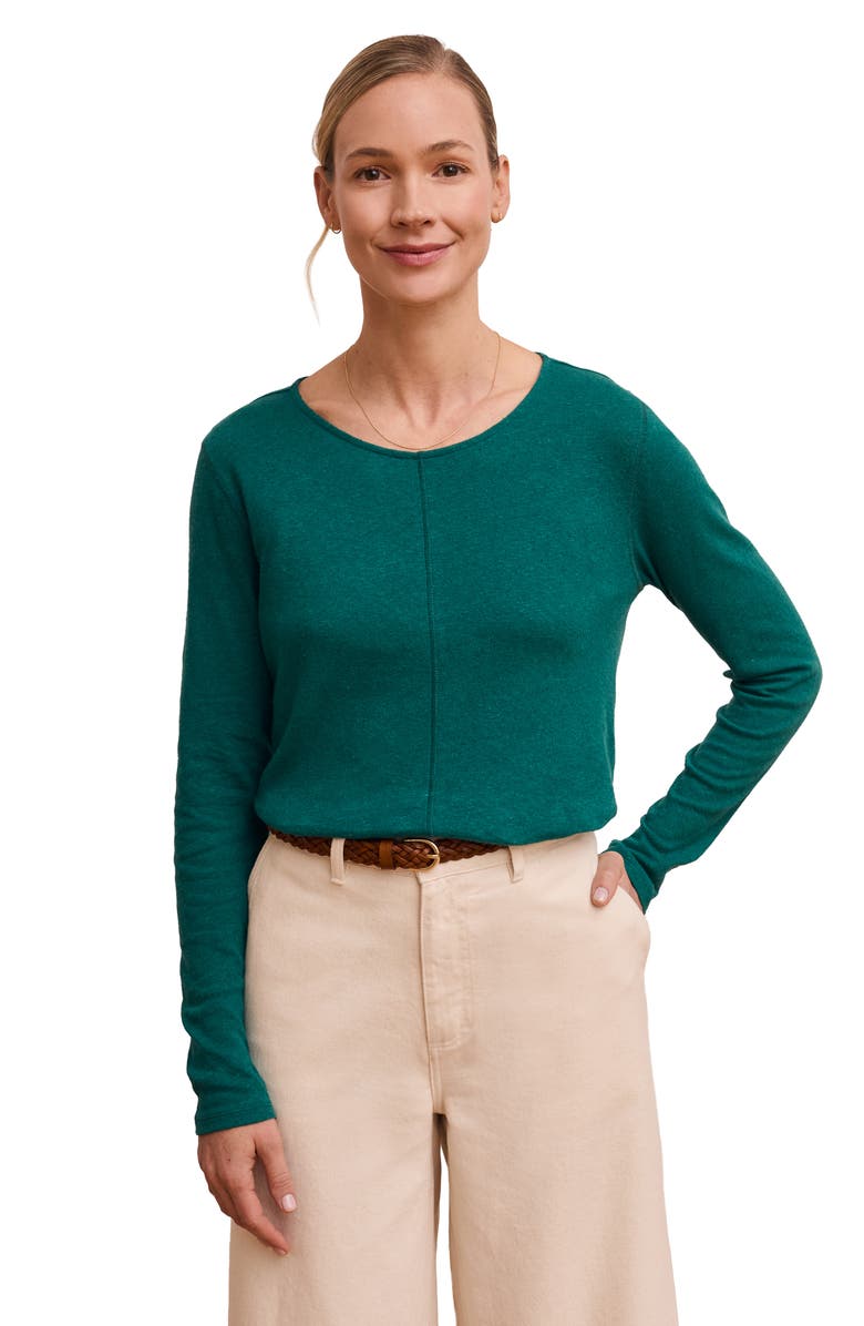 Celtic & Co. Linen Blend Long Sleeve Top, Main, color, Teal