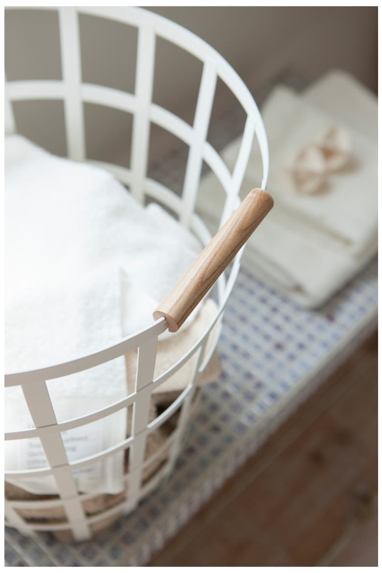 Tosca Round Steel Laundry Basket, Alternate, color, WHITE