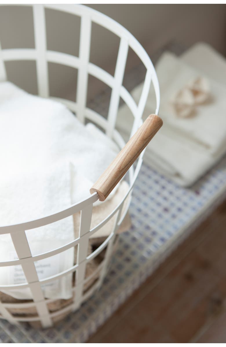 Yamazaki Tosca Round Steel Laundry Basket, Alternate, color, White