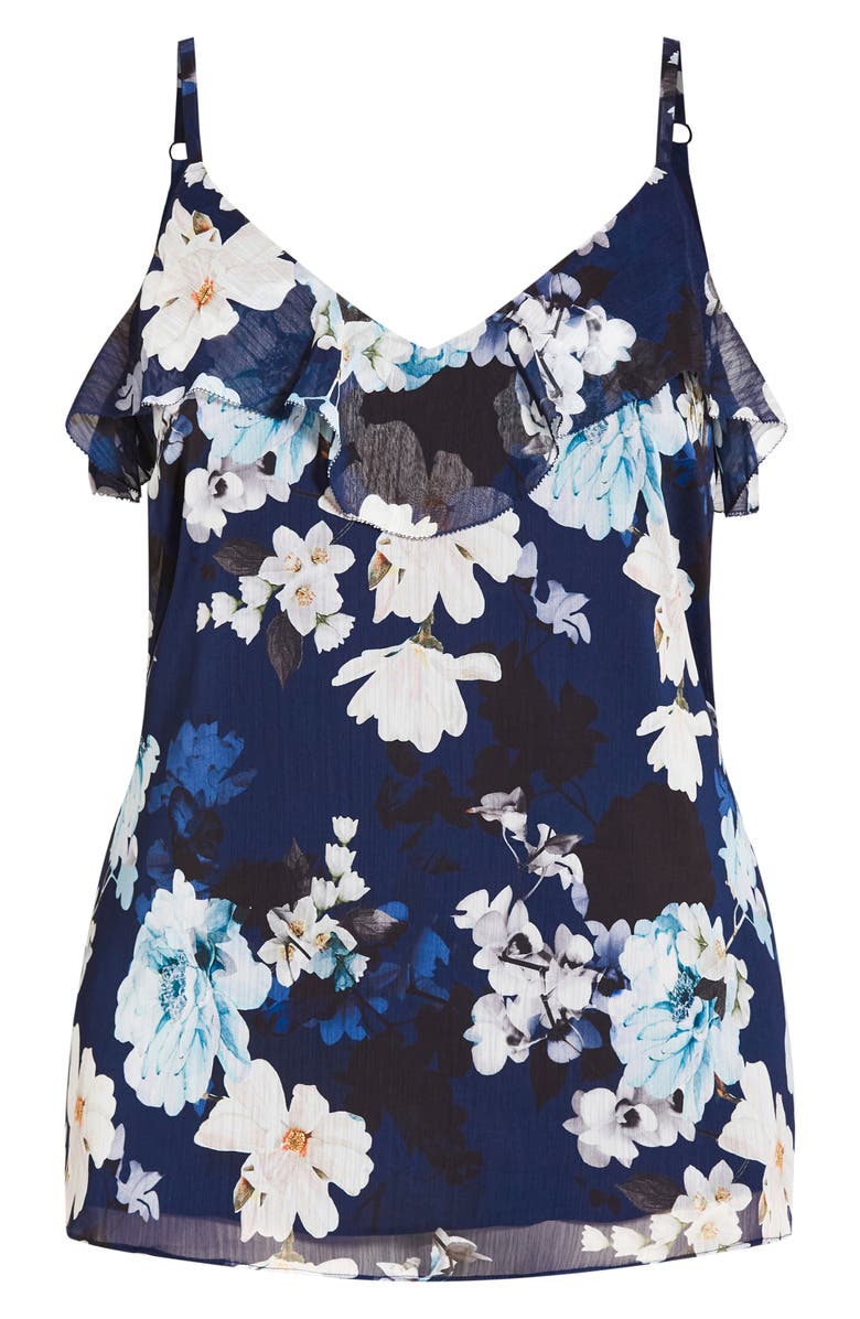 City Chic Shy Orchid Floral Ruffle Camisole, Alternate, color,