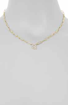 MESHMERISE Diamond Initial Charm Paper Clip Chain Necklace