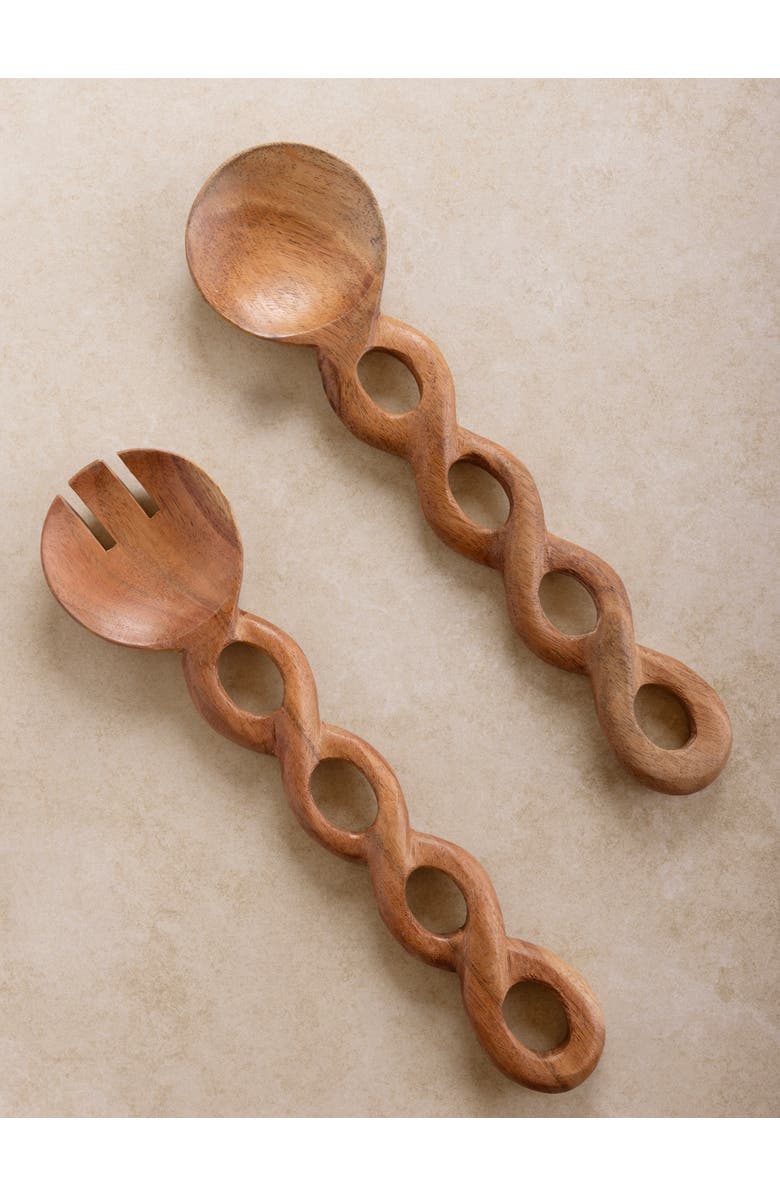 GAURI KOHLI Valencia Salad Servers, Set of 2, Main, color, Brown