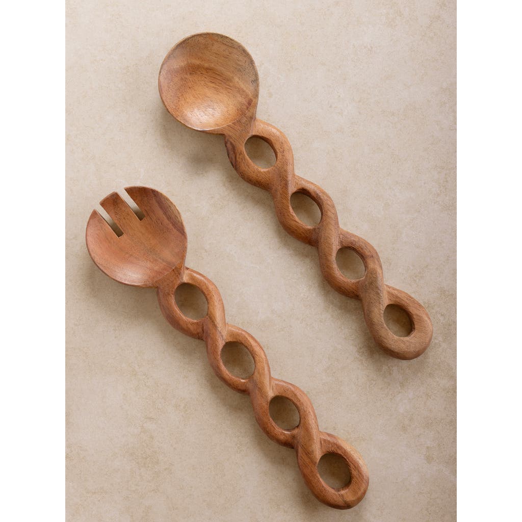 Gauri Kohli Valencia Salad Servers, Set Of 2 In Brown