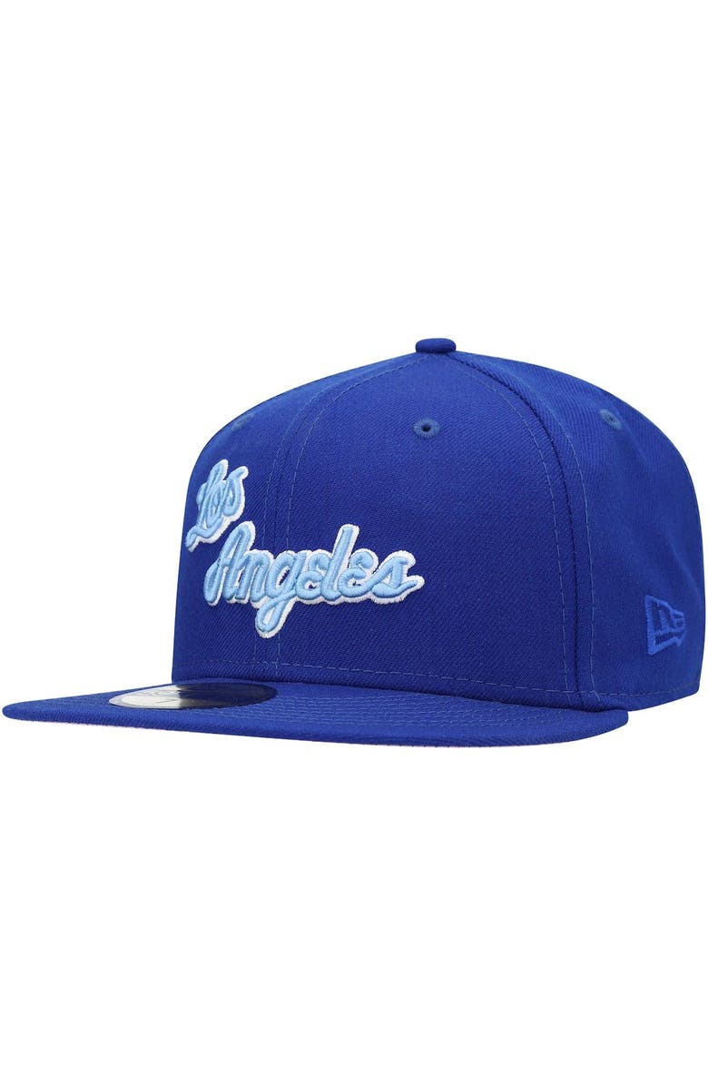 New Era Men's New Era Blue/Pink Los Angeles Lakers Hardwood Classics 59FIFTY Fitted Hat, Main, color,