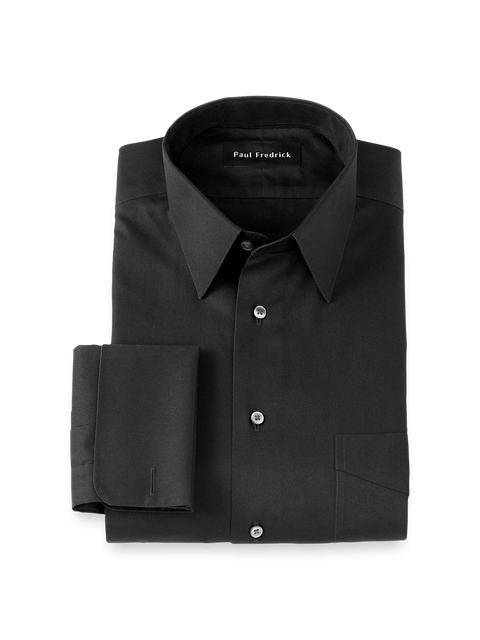 Non-iron Cotton Pinpoint Solid Point Collar French Cuff Dress Shirt