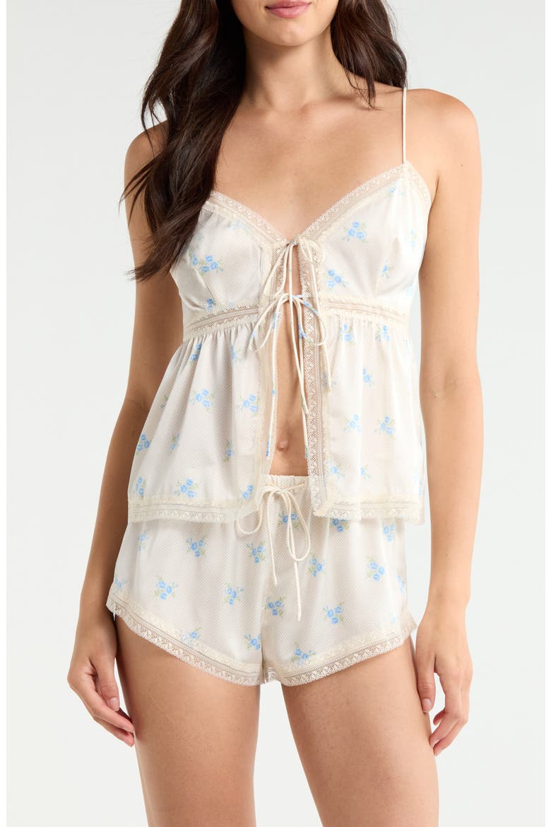 Noreen Tie Front Pajama Camisole, Main, color, PRINT ECRU BACKGR