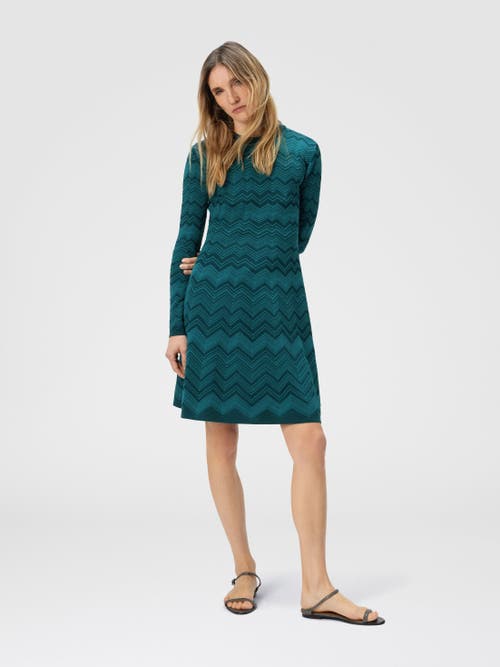Missoni Long Sleeve Short Dress With Chevron Pattern In Multi