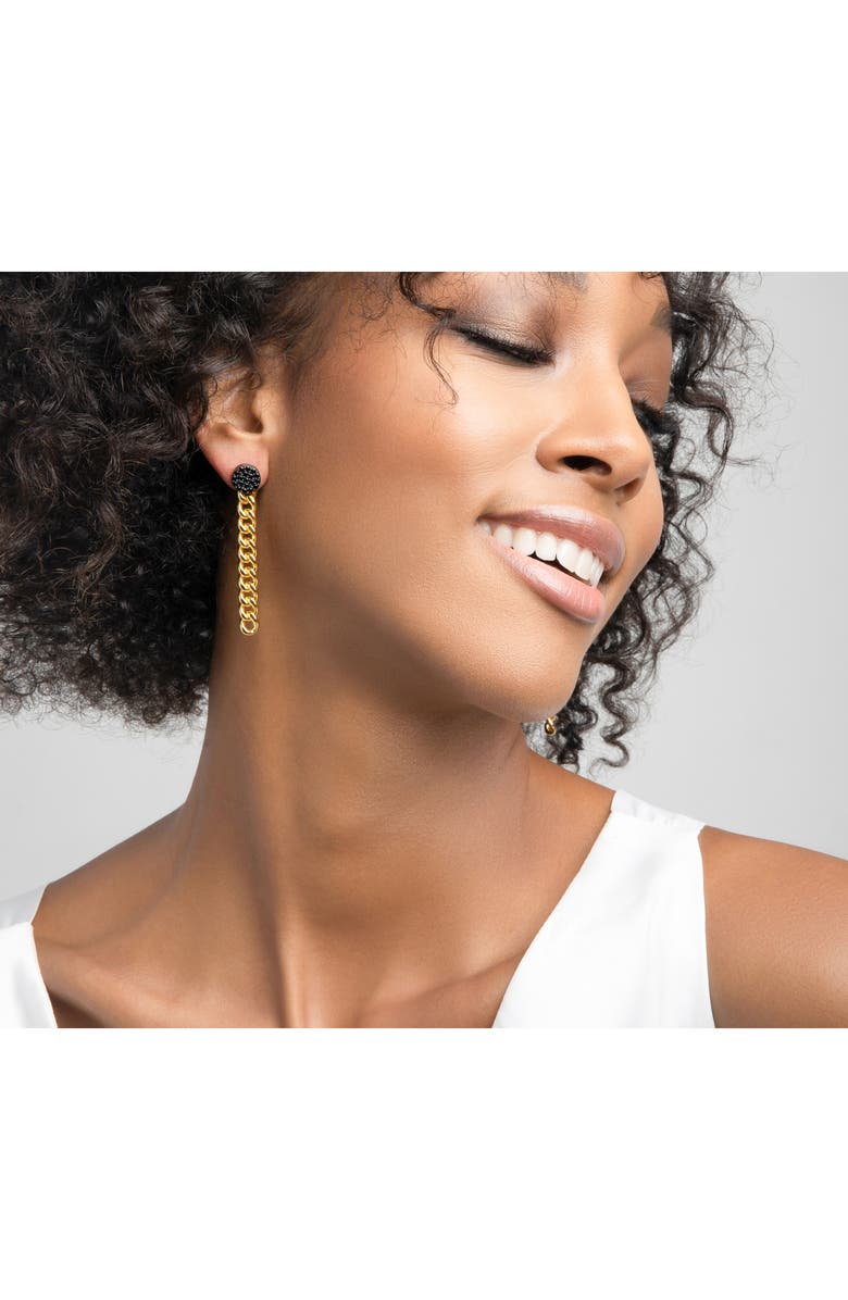 ZARUX Onyx Cuban Link Drop Earrings, Alternate, color, 