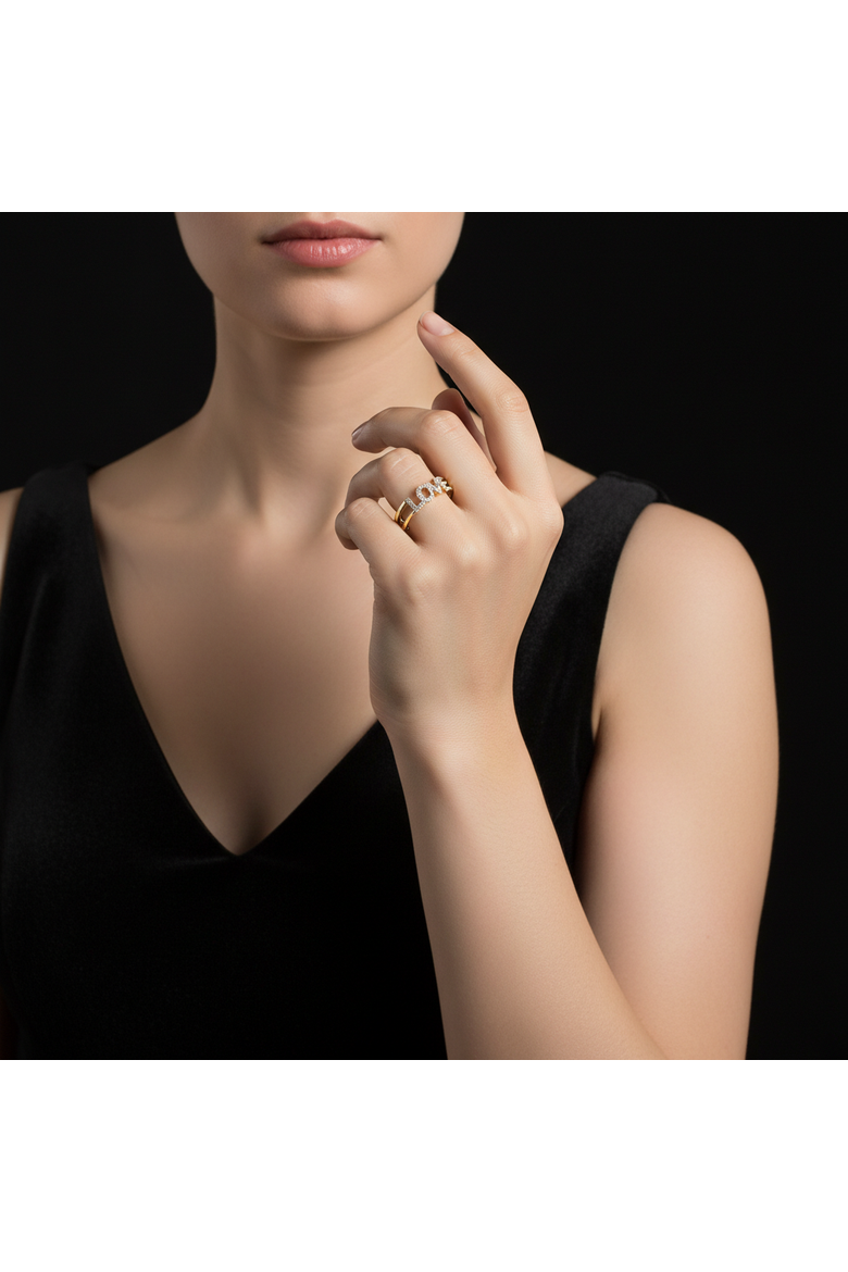 Amorra 0.15 Cts Natural Diamond LOVE 14K Gold Ring, Alternate, color, 14K Yellow Gold