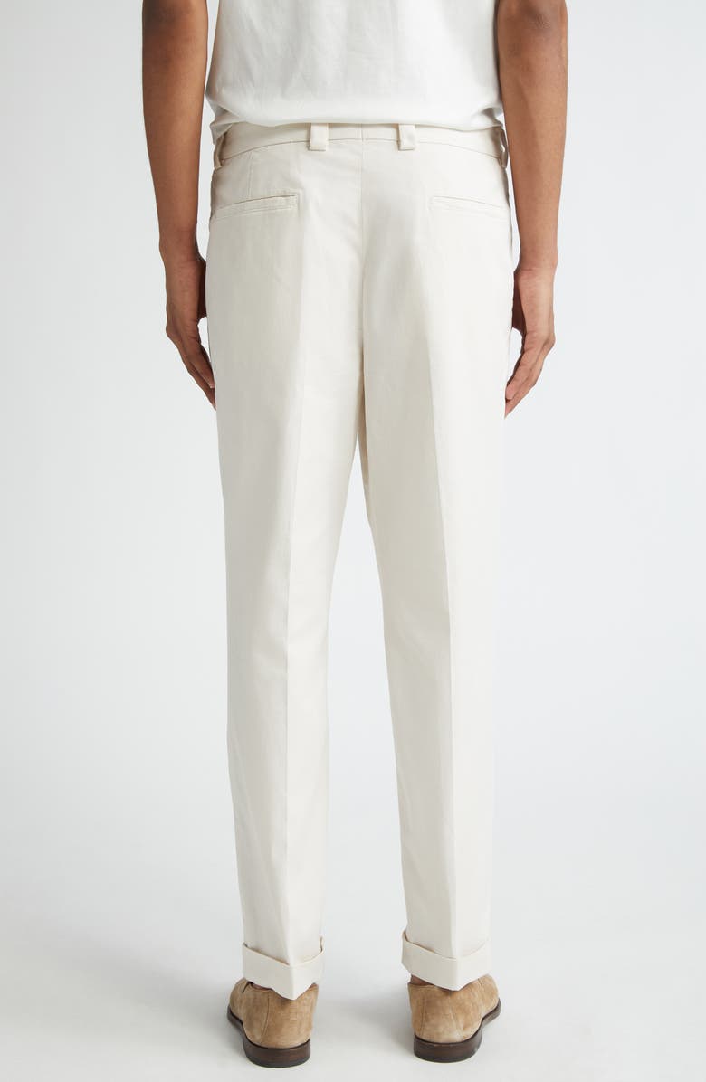 Brunello Cucinelli Pleat Front Garment Dyed Cotton Stretch Gabardine Pants, Alternate, color,