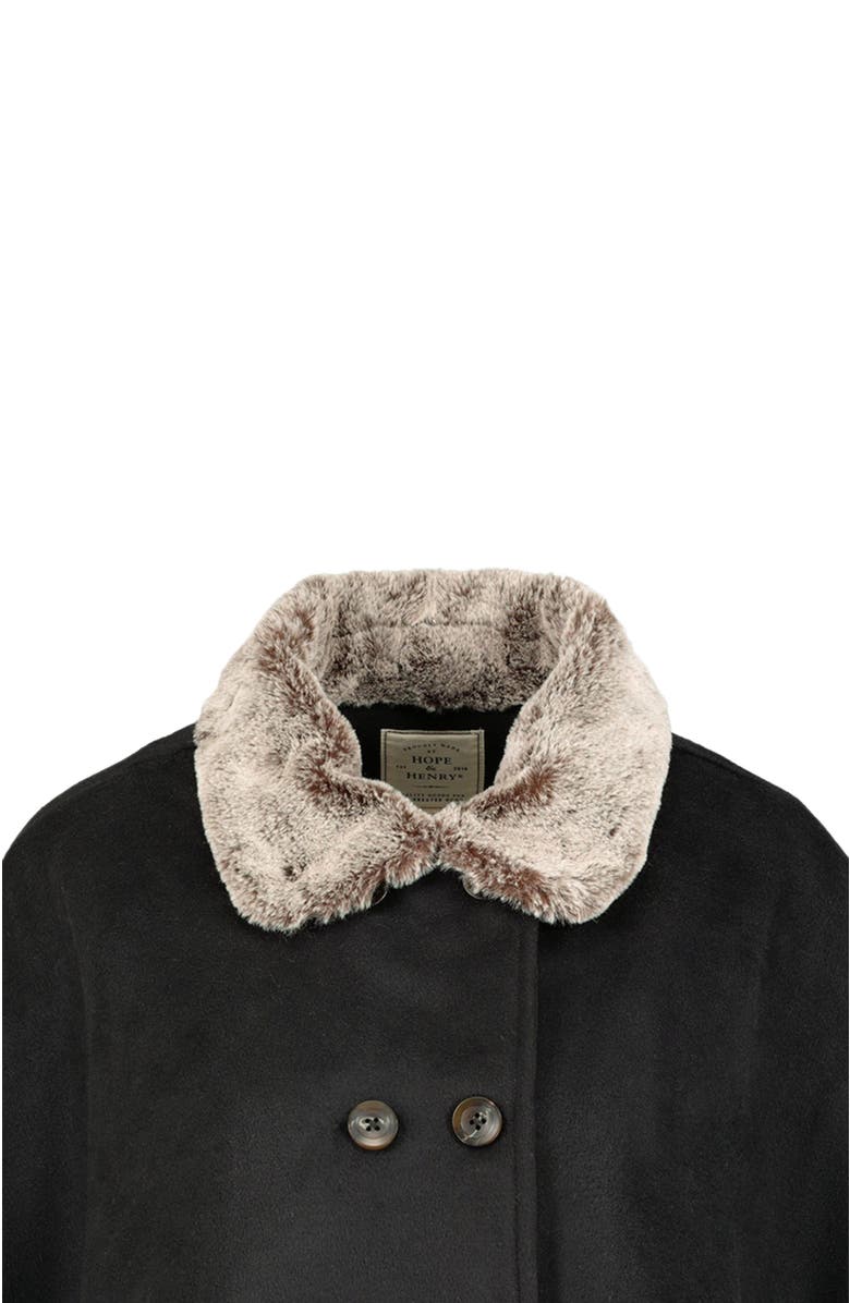 Hope & Henry Women's Button Front Cape with Faux Fur, Alternate, color, Black