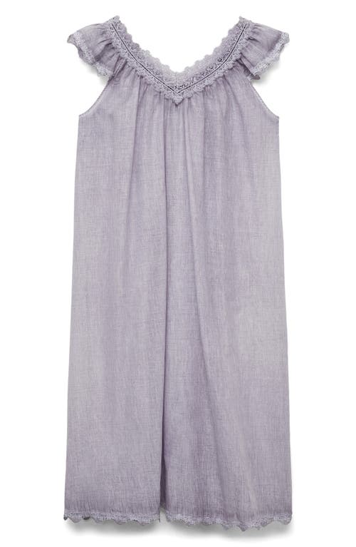 Shop Mango Lace Accent Cotton Night Gown In Lilac