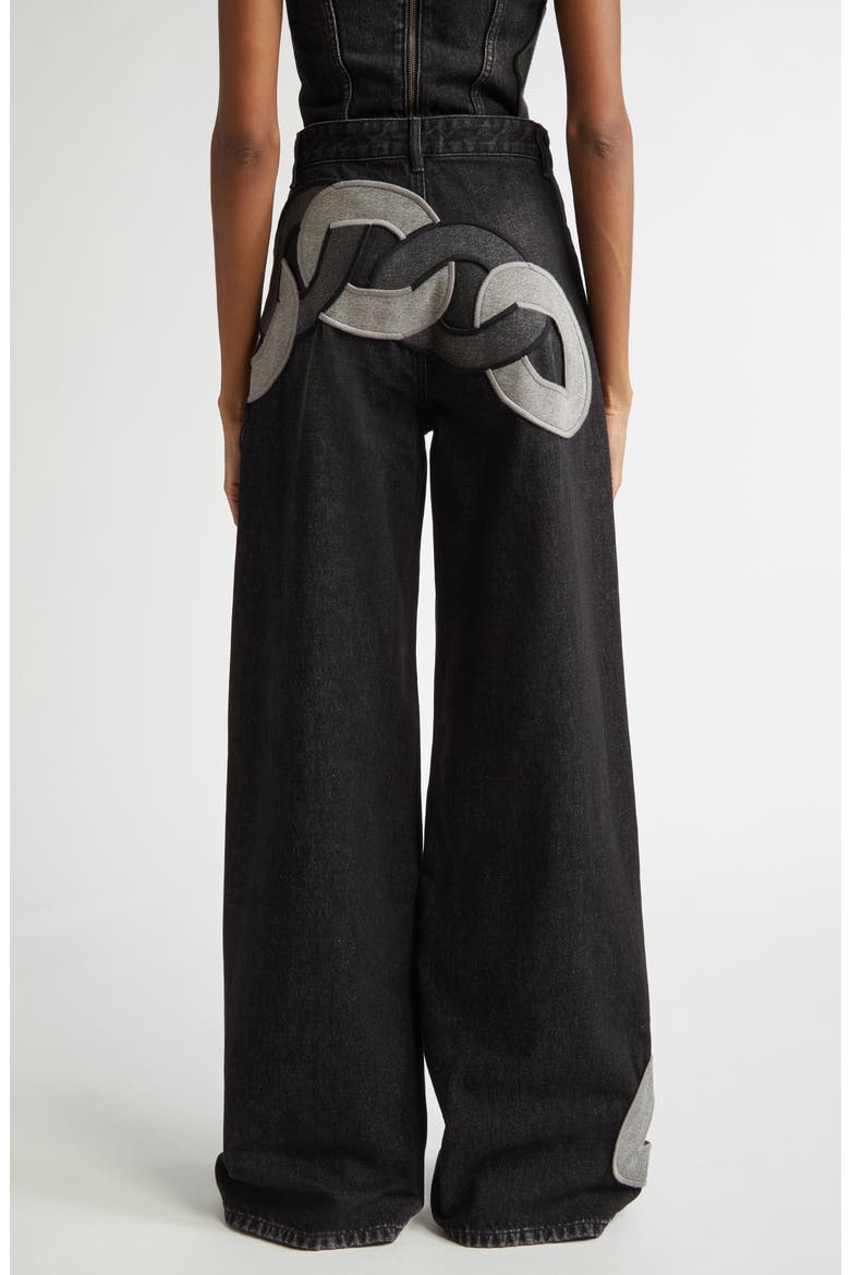 Chain Cutout Wide Leg Jeans, Alternate, color, GREY MULTI