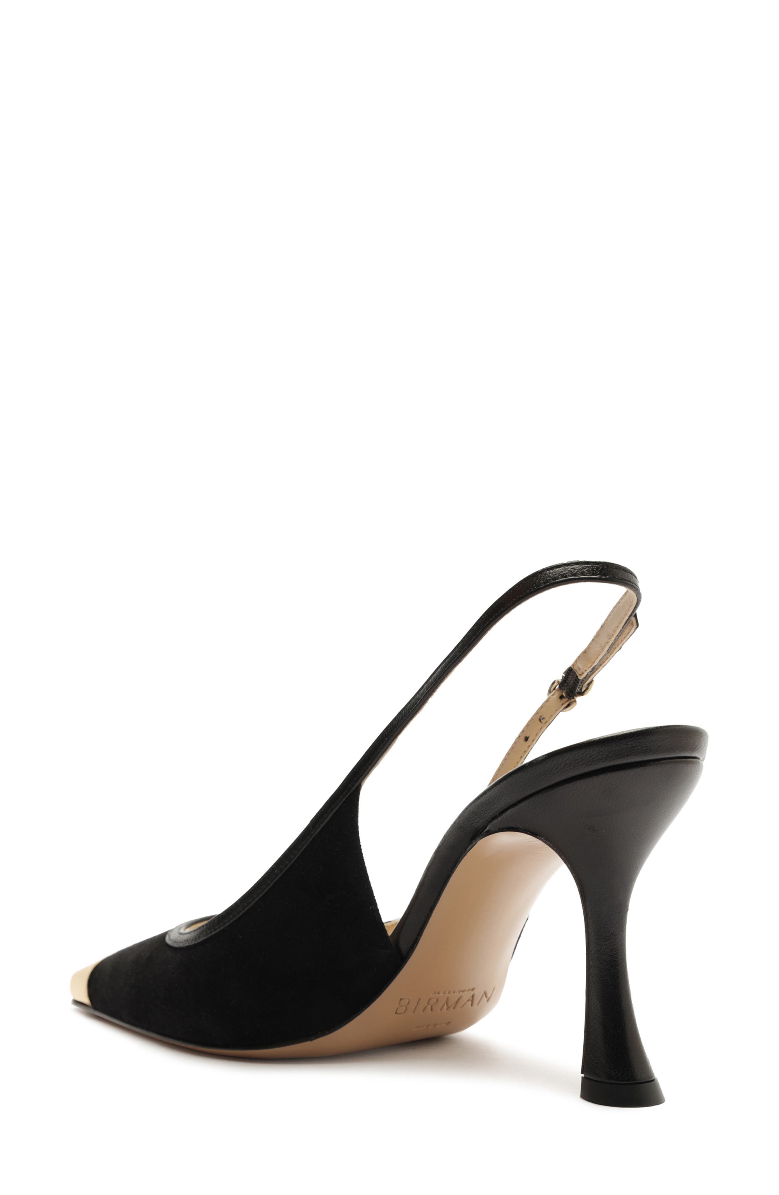 Olivia Cap Toe Slingback Pump, Alternate, color, BLACK/ LIGHT GOLD