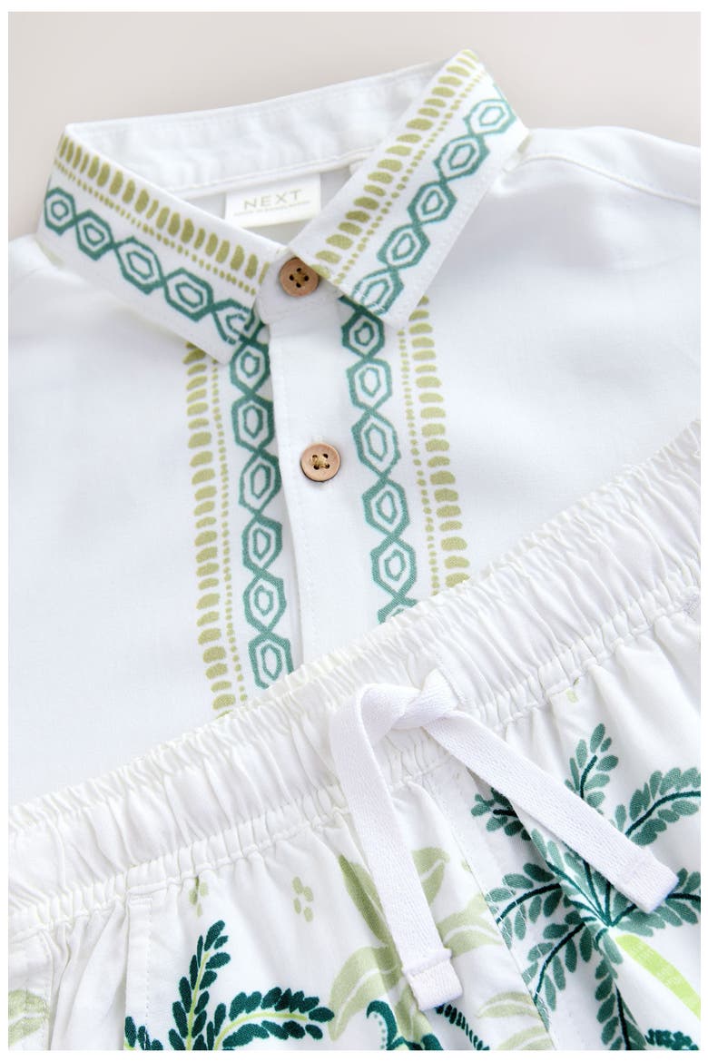 Kids' Dino Short Sleeve Button-Up Shirt & Shorts Set, Alternate, color, WHITE