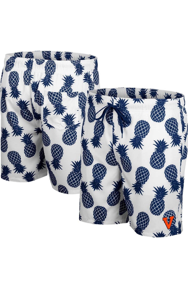 COLOSSEUM Men's Colosseum White Virginia Cavaliers Pineapples Swim Shorts, Main, color, White