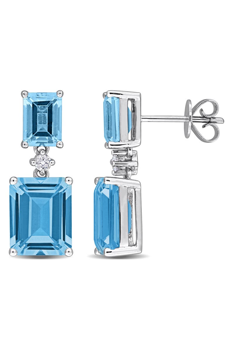 Julianna B. Gemstone & Diamond Drop Earrings 10k, Main, color, Blue Topaz
