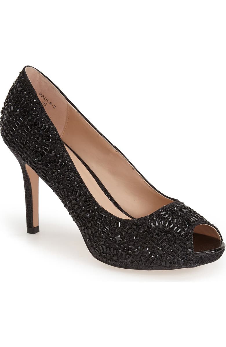 Lauren Lorraine 'Paula' Crystal Peep Toe Pump, Main, color,