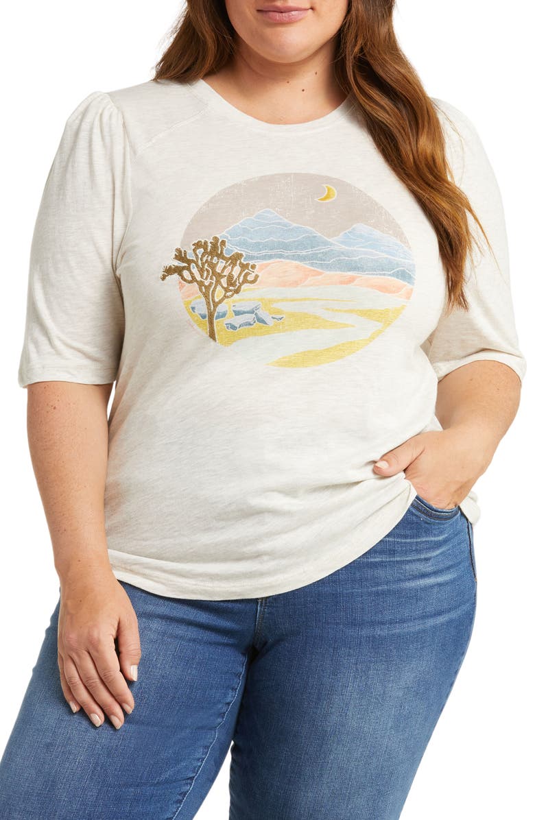 Wit & Wisdom Desert Scene Graphic T-Shirt, Main, color, Heather Jute