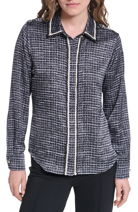 Tweed Print Long Sleeve Shirt