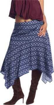 June & Vie Asymmetric Printed Skirt (plus)