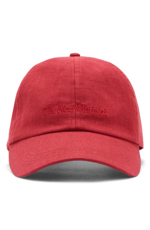 Mango Embroidered Cotton & Linen Baseball Cap In Red