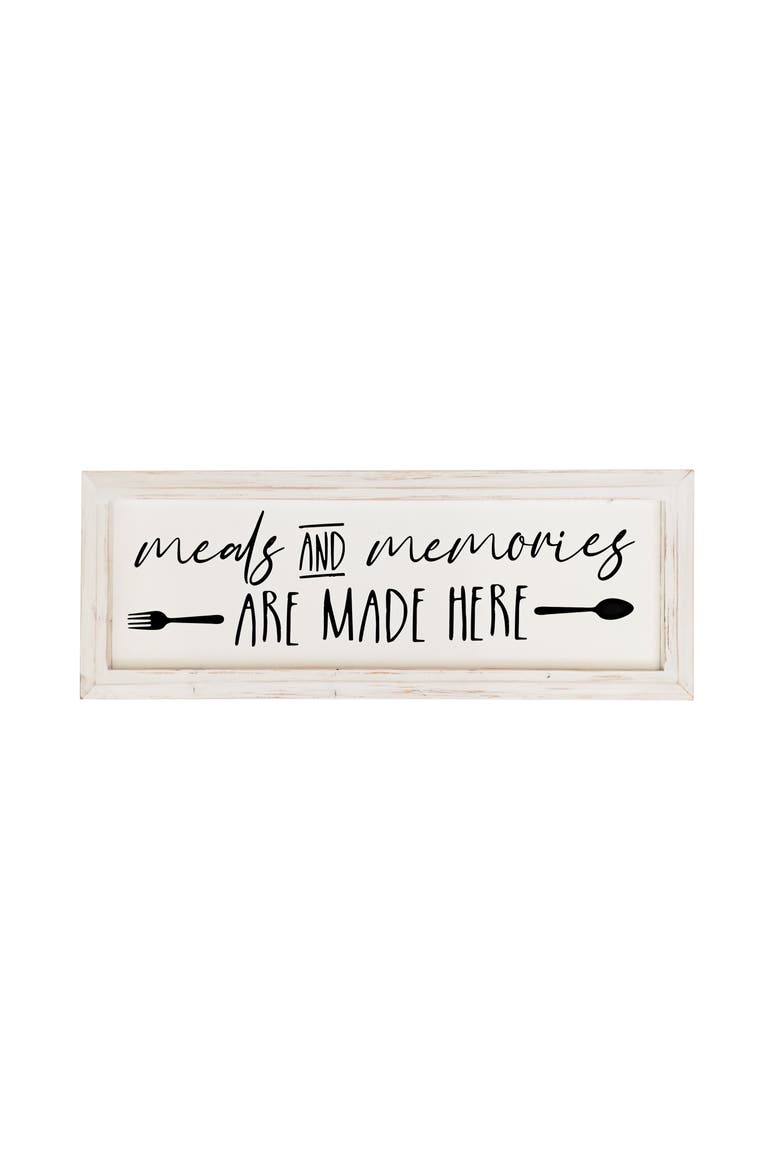 and Memories Made Here Whitewashed Wall Plaque, Main, color, White