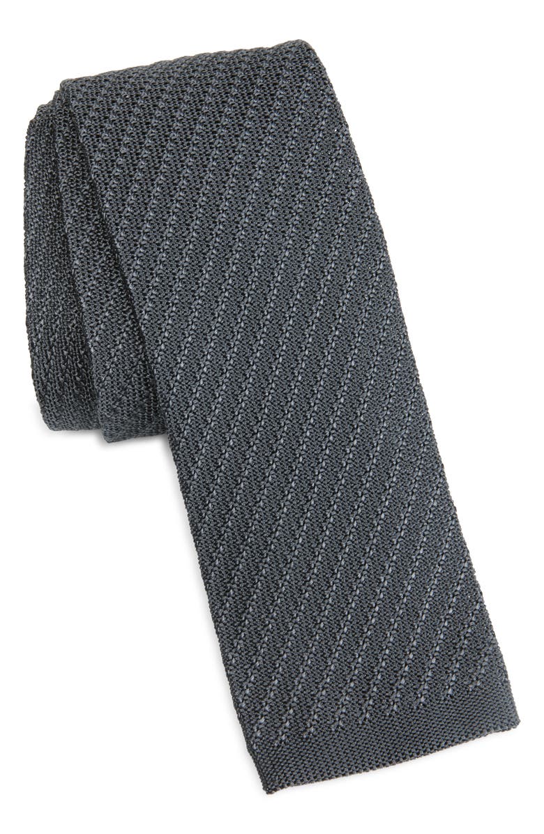 Brioni Knit Silk Tie, Main, color, Flannel