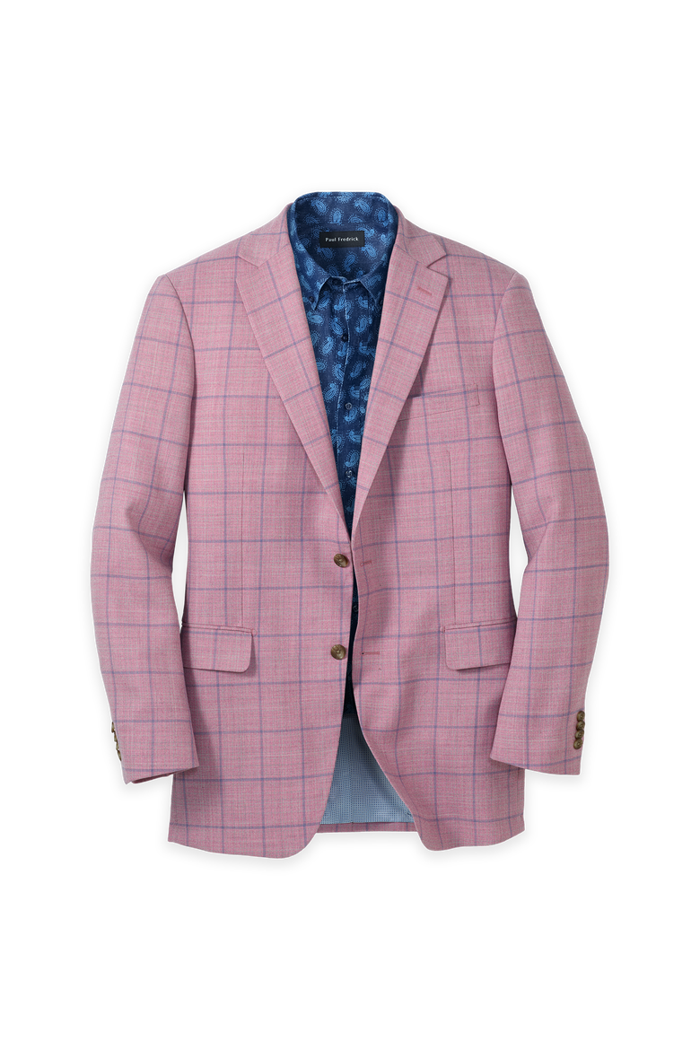 Wool Single Breasted Notch Lapel Sport Coat, Main, color, Pink/Blue