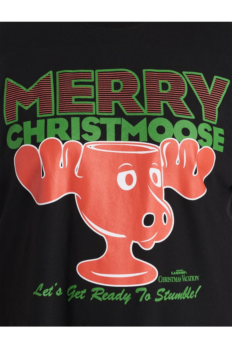 Big & Tall Griswold Merry Christmoose Graphic Tee, Alternate, color, BLACK