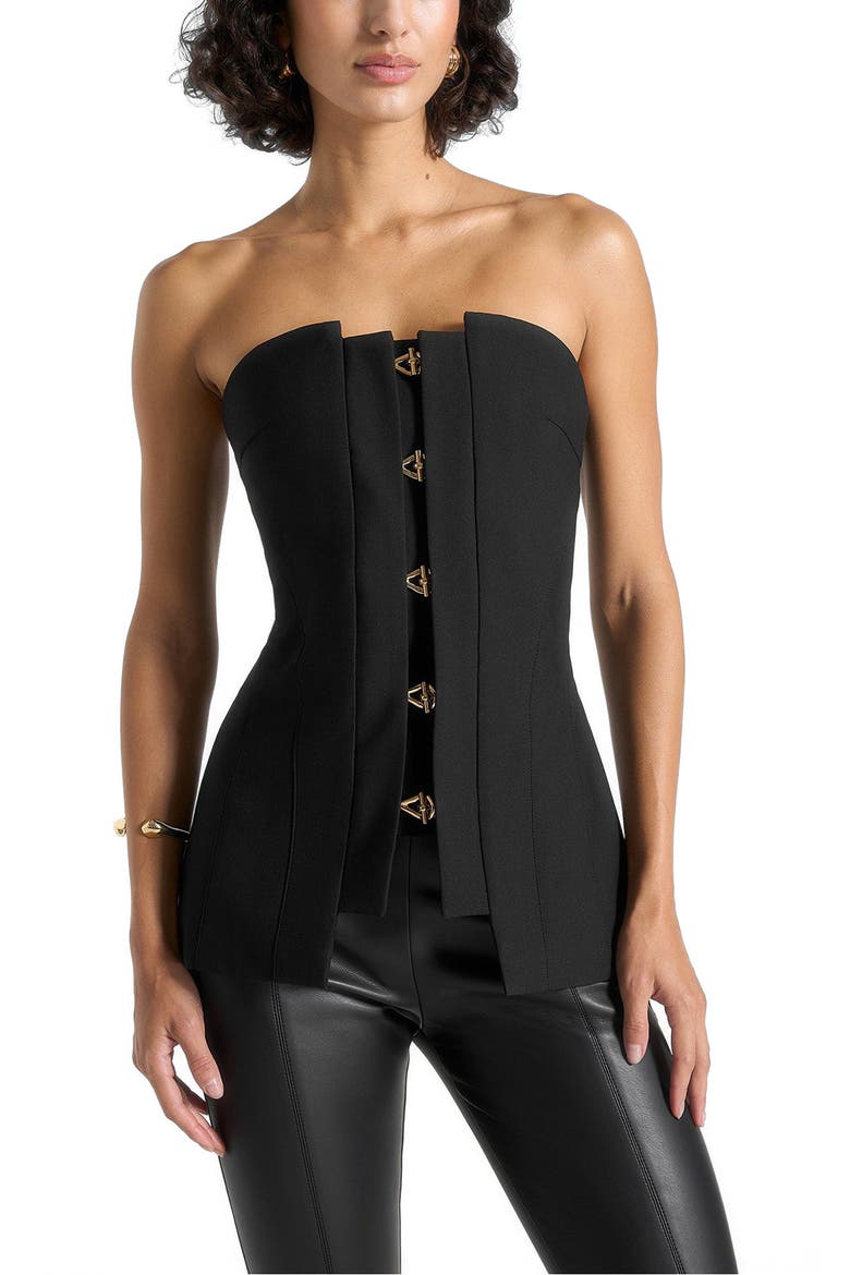 Viviane Clasp Detail Bandeau Top, Main, color, Black