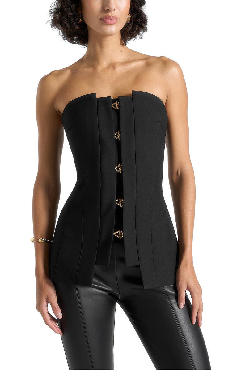 Manière De Voir Viviane Clasp Detail Bandeau Top, Main, color, Black